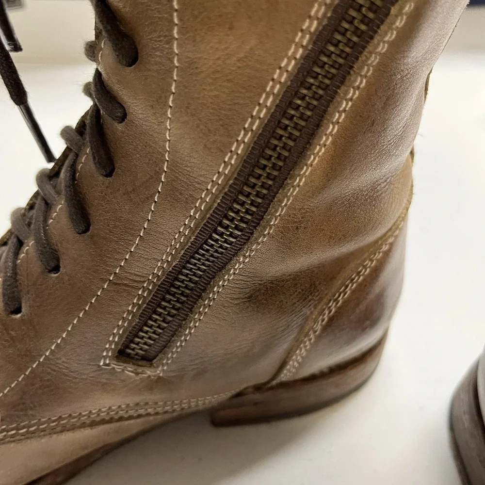 Bed Stu Boots Bonnie Lace Up Combat Ankle Brown‎ Distress Leather Size 8.5 Boho